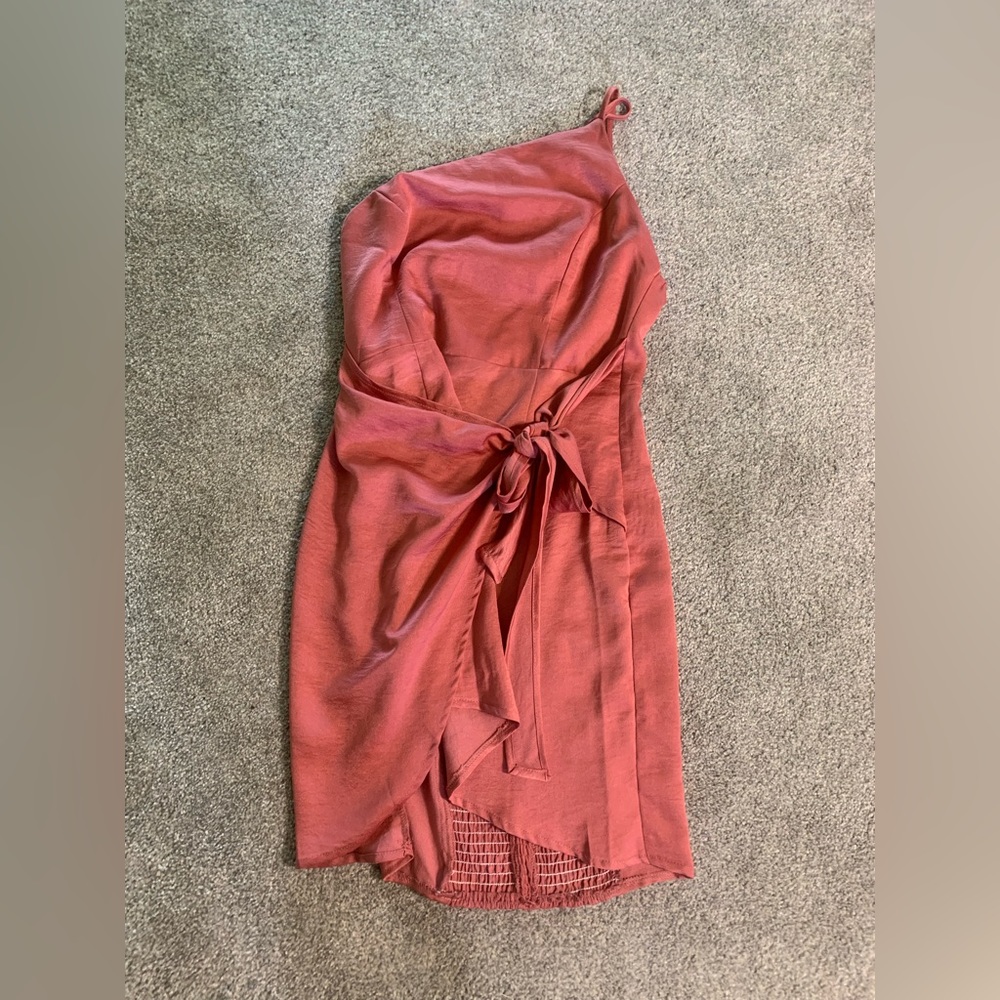 Pink mini wrap dress